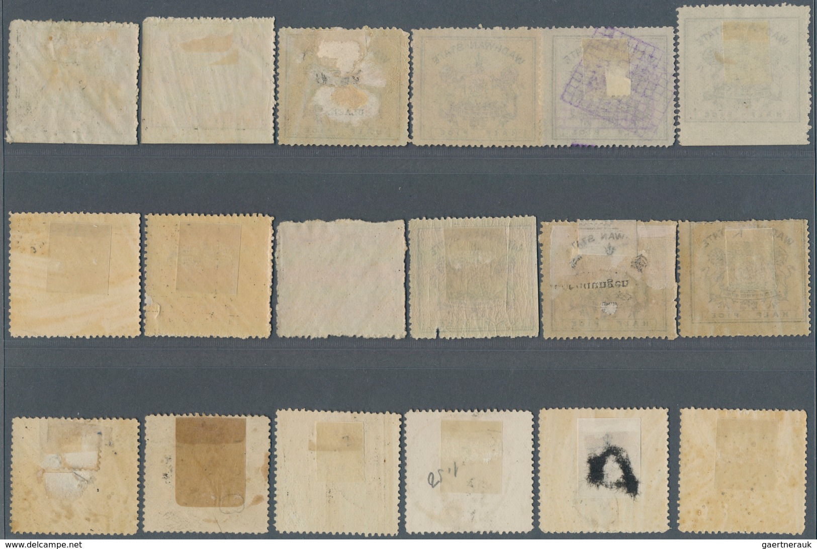 22768 Indien - Feudalstaaten: WADHWAN 1888-94, Group Of 18 Stamps ½a. From Various Settings On Paper Of Va - Autres & Non Classés