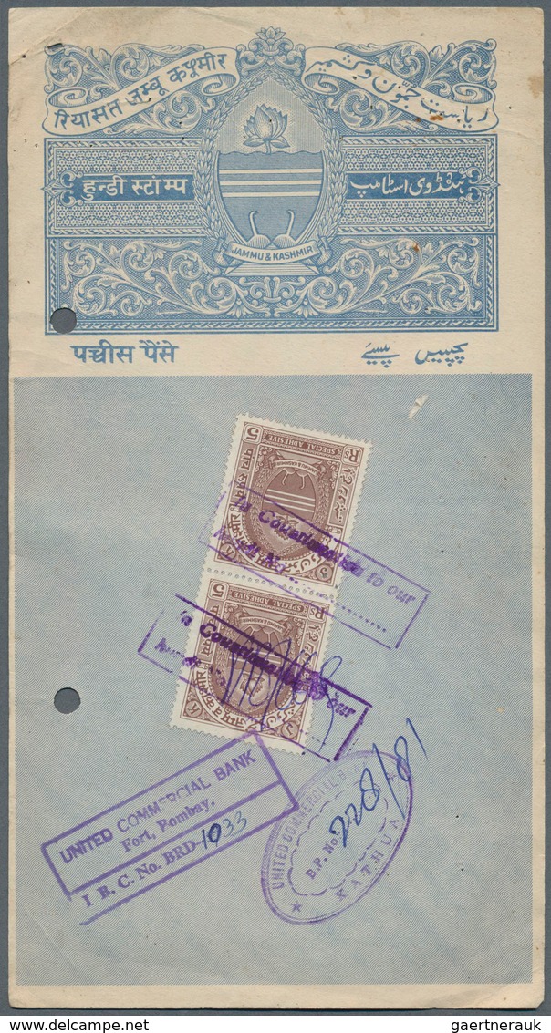 22771 Indien - Feudalstaaten: JAMMU & KASHMIR 1940's Ca.: Four J&K Hundis Used And Franked With Various J& - Autres & Non Classés