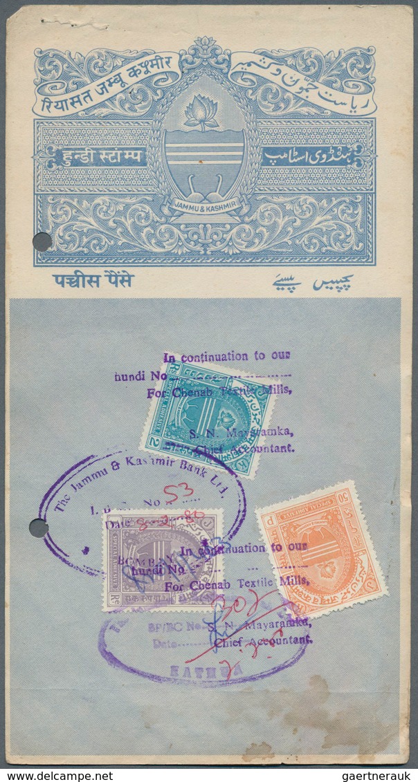 22771 Indien - Feudalstaaten: JAMMU & KASHMIR 1940's Ca.: Four J&K Hundis Used And Franked With Various J& - Autres & Non Classés