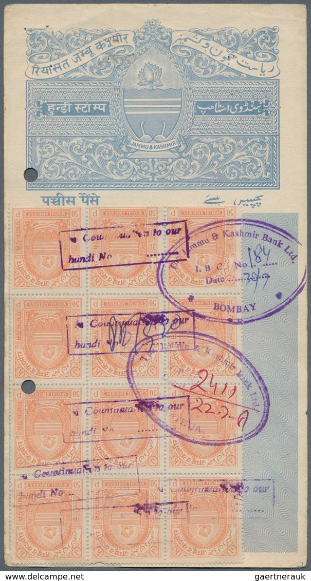 22771 Indien - Feudalstaaten: JAMMU & KASHMIR 1940's Ca.: Four J&K Hundis Used And Franked With Various J& - Autres & Non Classés