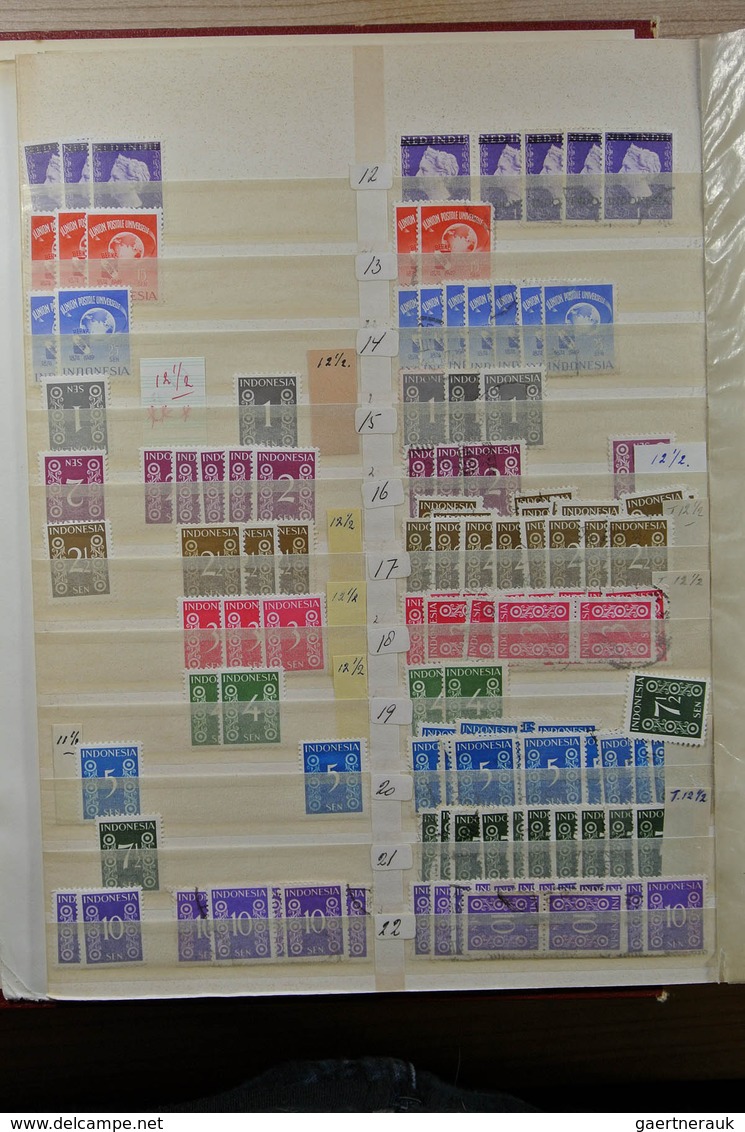 22778 Indonesien: 1949-1989. Very Extensive MNH, Mint Hinged And Used Stock Indonesia In 5 Superfat Stockb - Indonésie