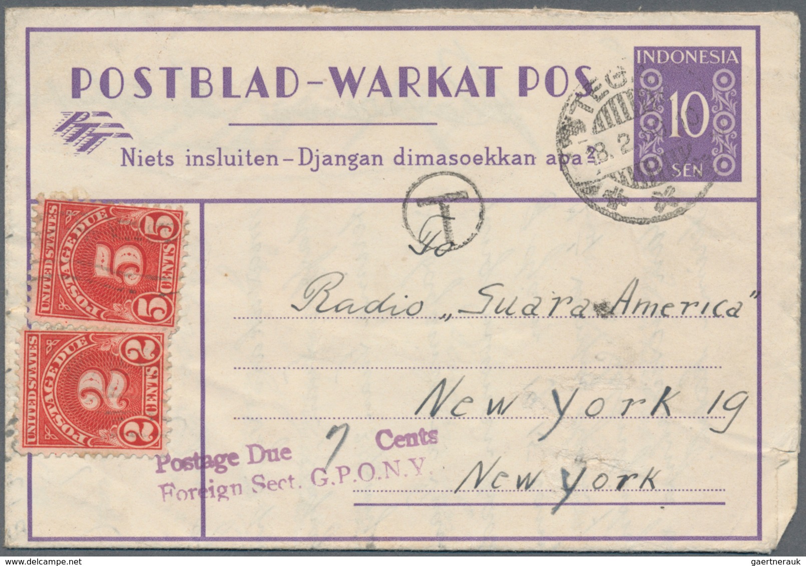 22781 Indonesien: 1949/97 (ca.), Stationery Envelopes (warkat Pos / Postblad) Specialized Stock: 10 S. (mi - Indonésie