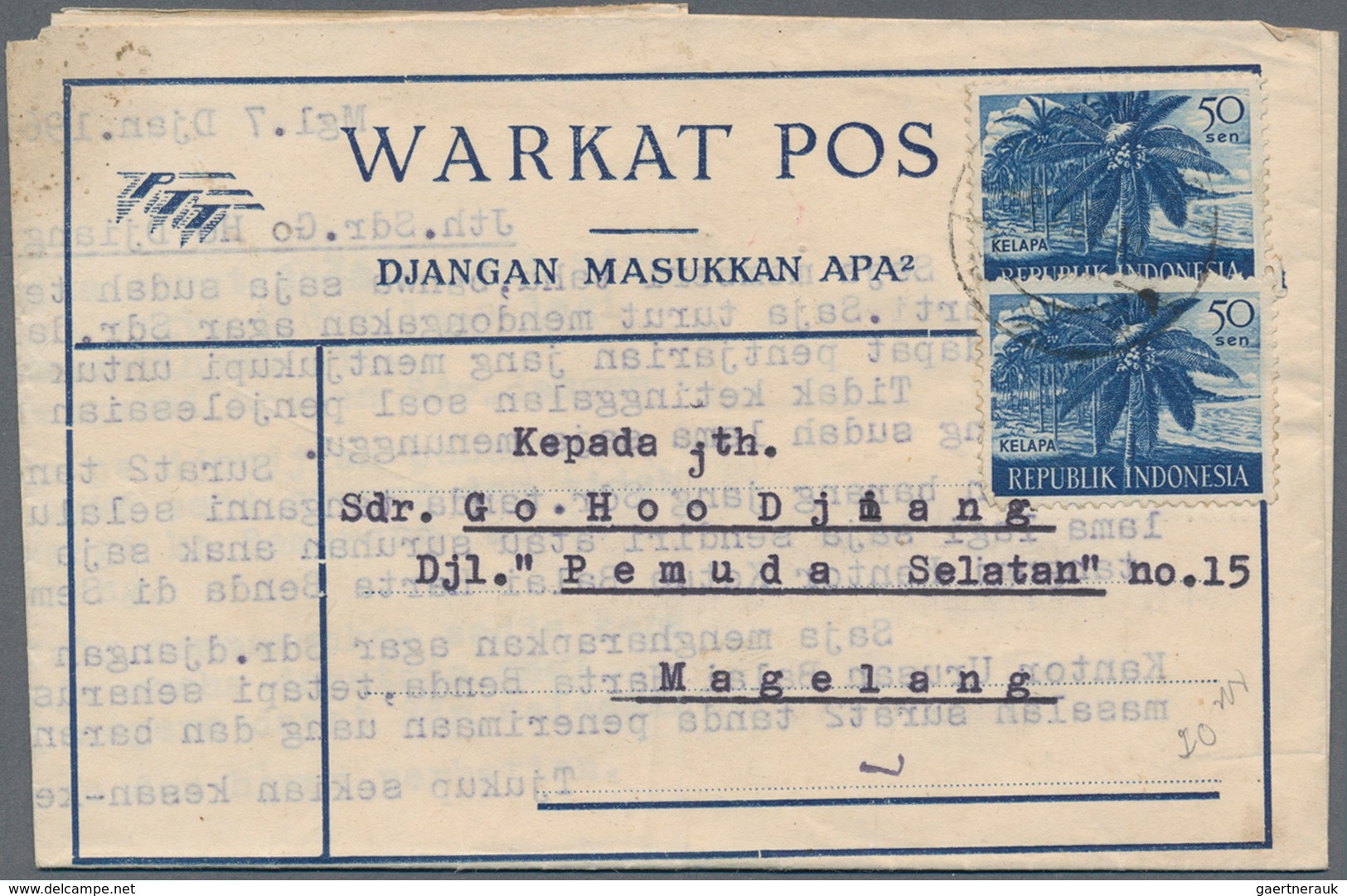 22781 Indonesien: 1949/97 (ca.), stationery envelopes (warkat pos / postblad) specialized stock: 10 S. (mi