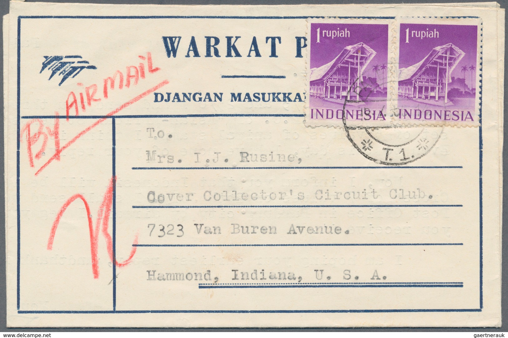 22781 Indonesien: 1949/97 (ca.), stationery envelopes (warkat pos / postblad) specialized stock: 10 S. (mi