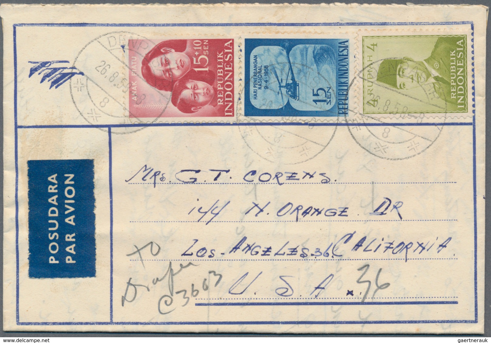 22781 Indonesien: 1949/97 (ca.), stationery envelopes (warkat pos / postblad) specialized stock: 10 S. (mi