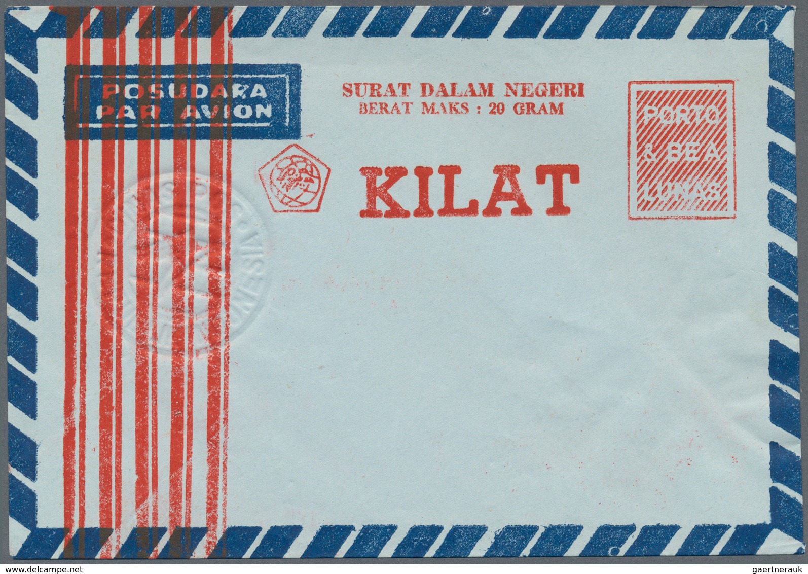 22781 Indonesien: 1949/97 (ca.), stationery envelopes (warkat pos / postblad) specialized stock: 10 S. (mi