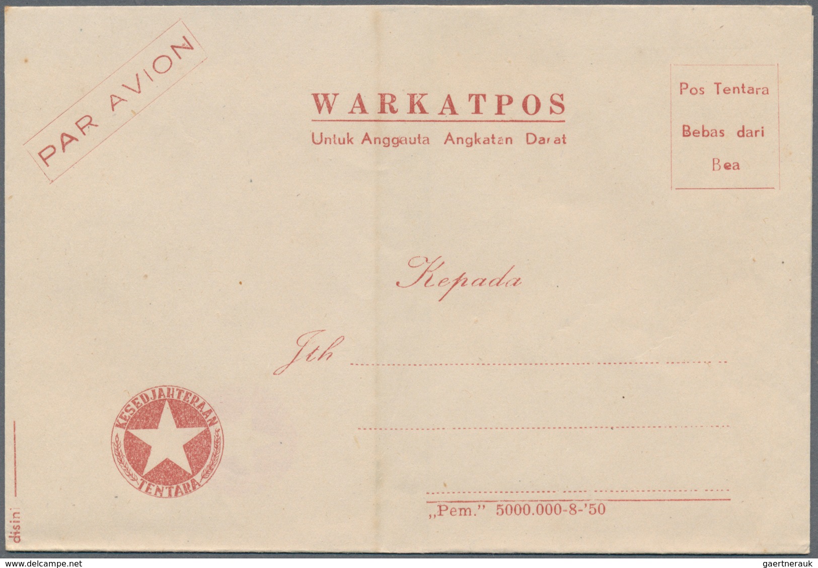 22784 Indonesien: 1950/76, Military / UN Peacekeeping / Govt. Service Special Envelopes Collection: Milita - Indonésie