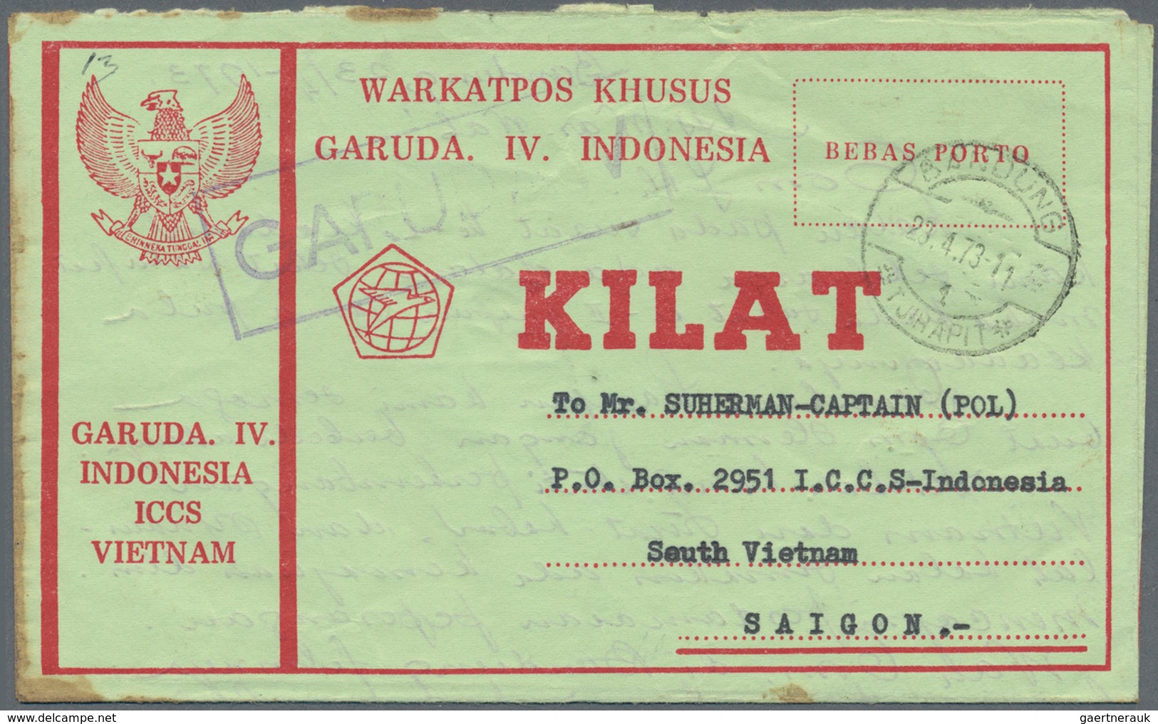 22784 Indonesien: 1950/76, military / UN peacekeeping / govt. service special envelopes collection: Milita