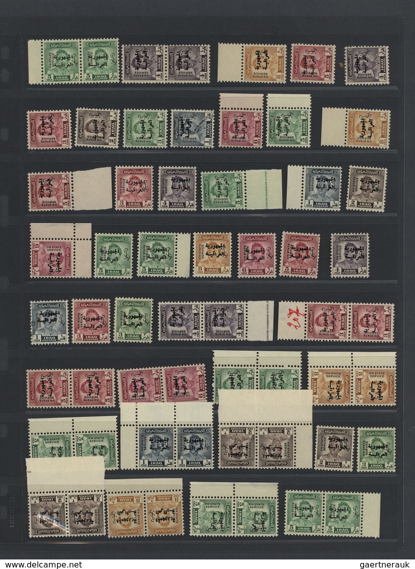 22792 Irak: 1918/1960 (ca.), Mint Assortment Incl. Officials, Several Units, 1st Issue 14 Values And Offic - Iraq