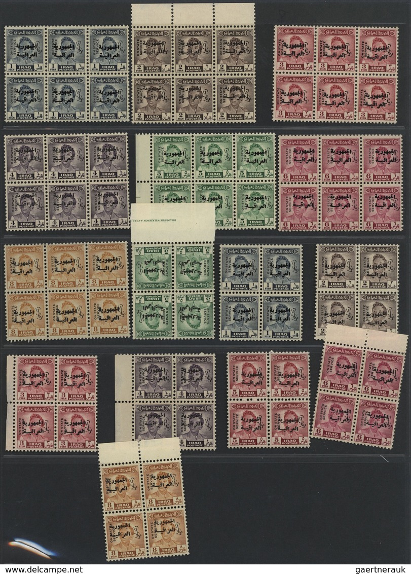 22792 Irak: 1918/1960 (ca.), Mint Assortment Incl. Officials, Several Units, 1st Issue 14 Values And Offic - Iraq