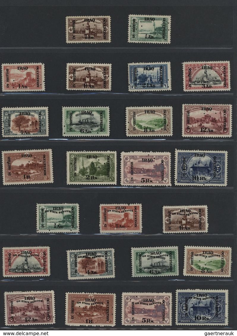 22792 Irak: 1918/1960 (ca.), Mint Assortment Incl. Officials, Several Units, 1st Issue 14 Values And Offic - Iraq