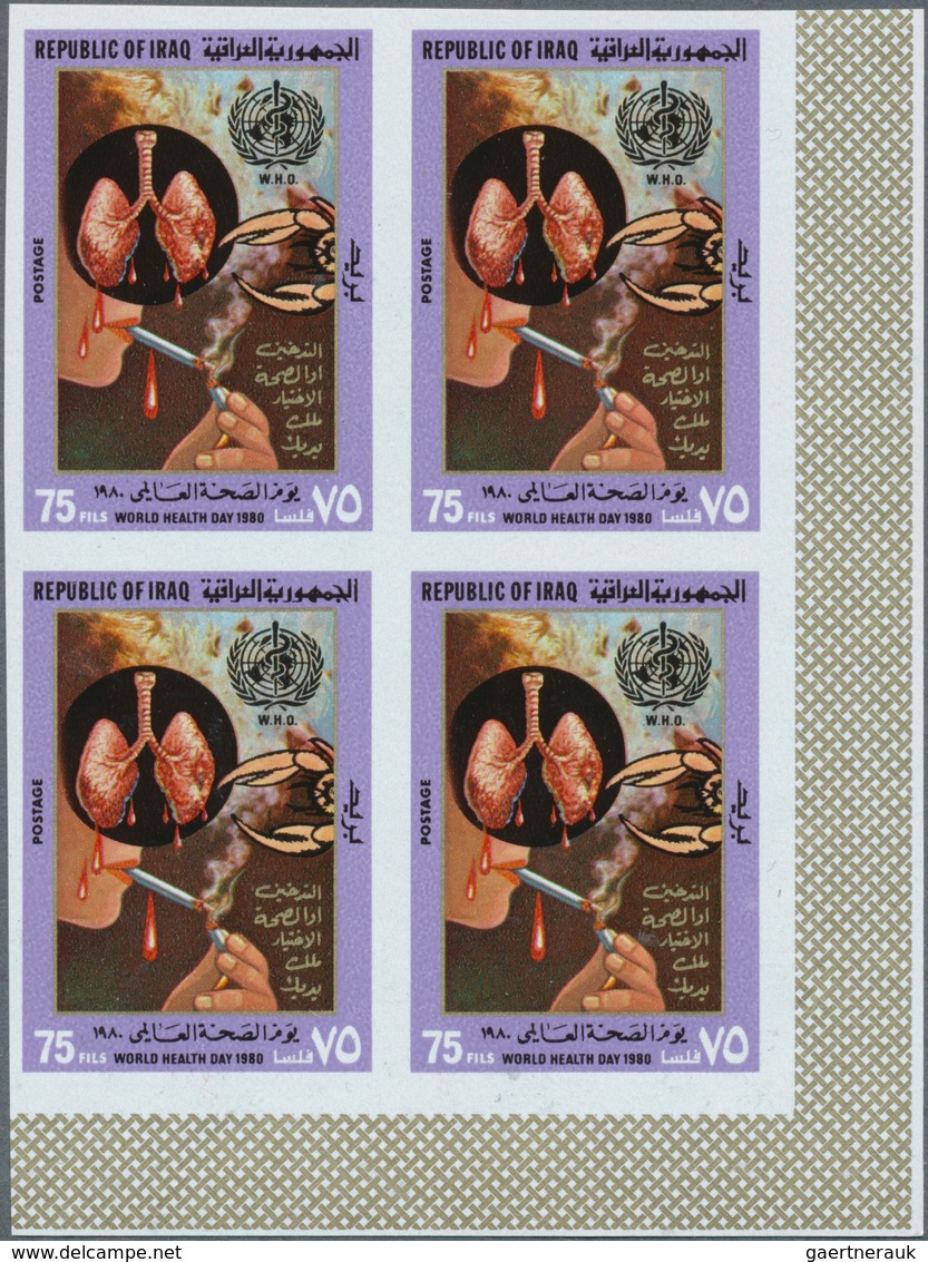 22800 Irak: 1977/1982 (ca.), accumulation with approx. 3.500 IMPERFORATE stamps with many complete sets al