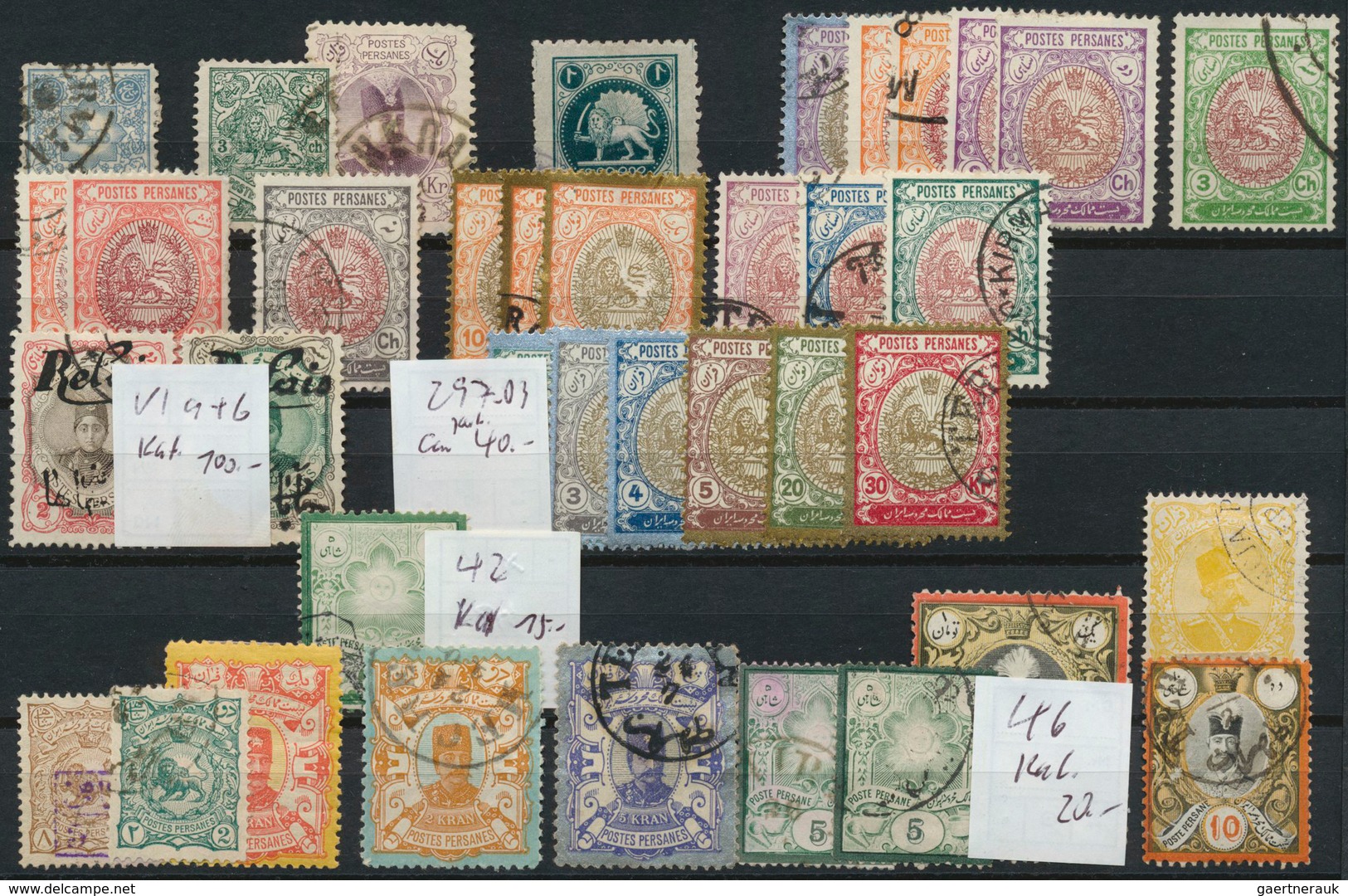 22809 Iran: 1880/1930 (ca.), Used Assortment On Stockcard And In Small Stockbook, Some Better Values Noted - Iran