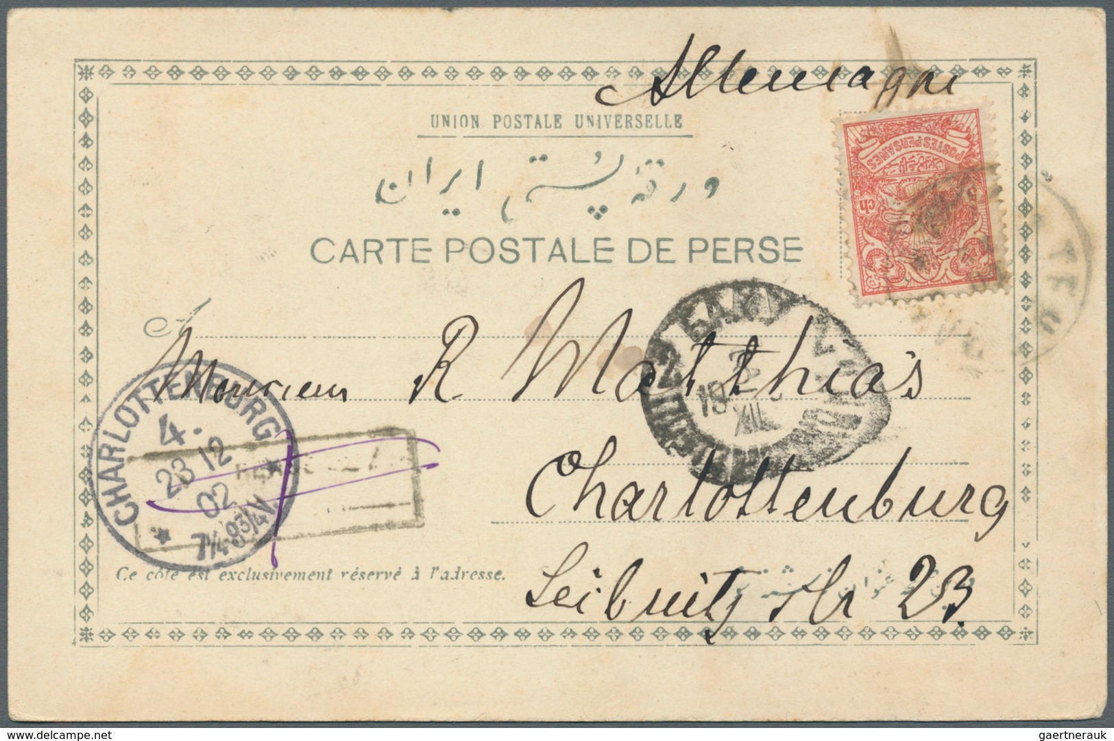 22813 Iran: 1891/1908, group of nine entires (covers, ppc and used stationeries with comprehensive message