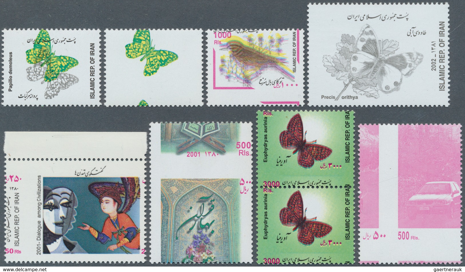 22816 Iran: 1900-2000, Collection Of 185 Errors Color Omittet And Shifted, Imperf And Part Perfs Of Birds - Iran