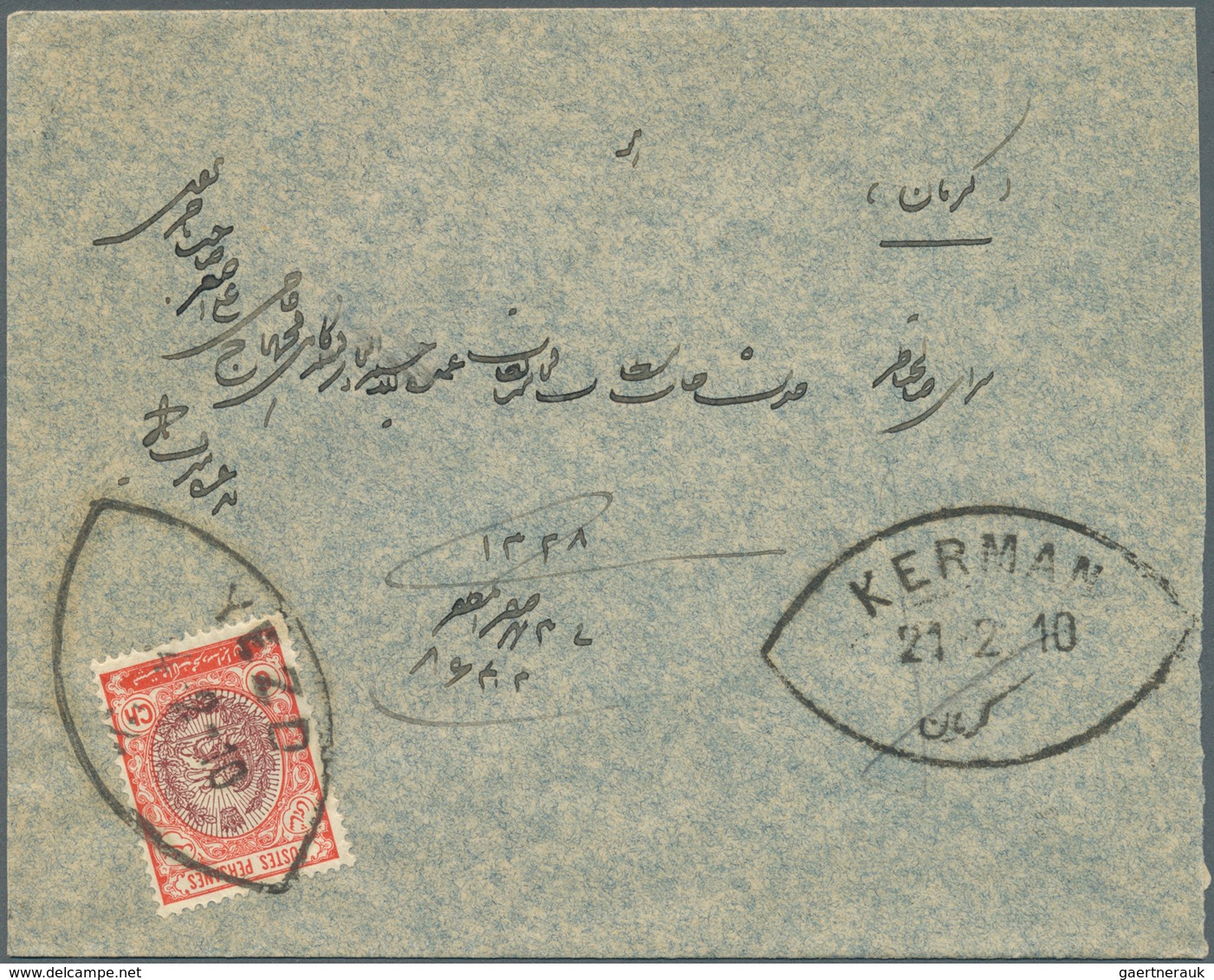 22823 Iran: 1910-20 Ca., 10 Covers Franked With Coat-of-arms Issue, Different Postmarks And Destinations, - Iran