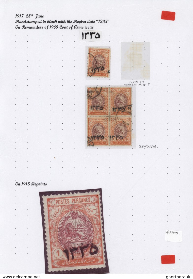 22828 Iran: 1917/44 (ca.), massive specialized collection mounted on pages inc. inverted ovpts., many cove