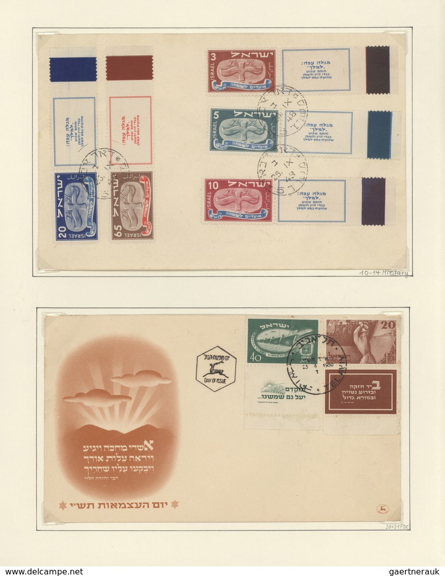 22851 Israel: 1948-73, Collection Used In Borek Album Starting First Issues With TAB, Different Papers Whi - Autres & Non Classés