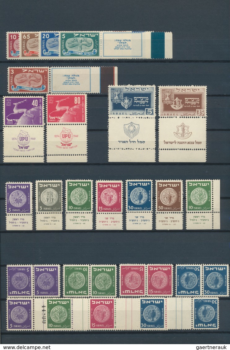 22854 Israel: 1948-60, Collection In Album With Most Full Tab Stamps And Sets, Good Part Early Issues With - Autres & Non Classés