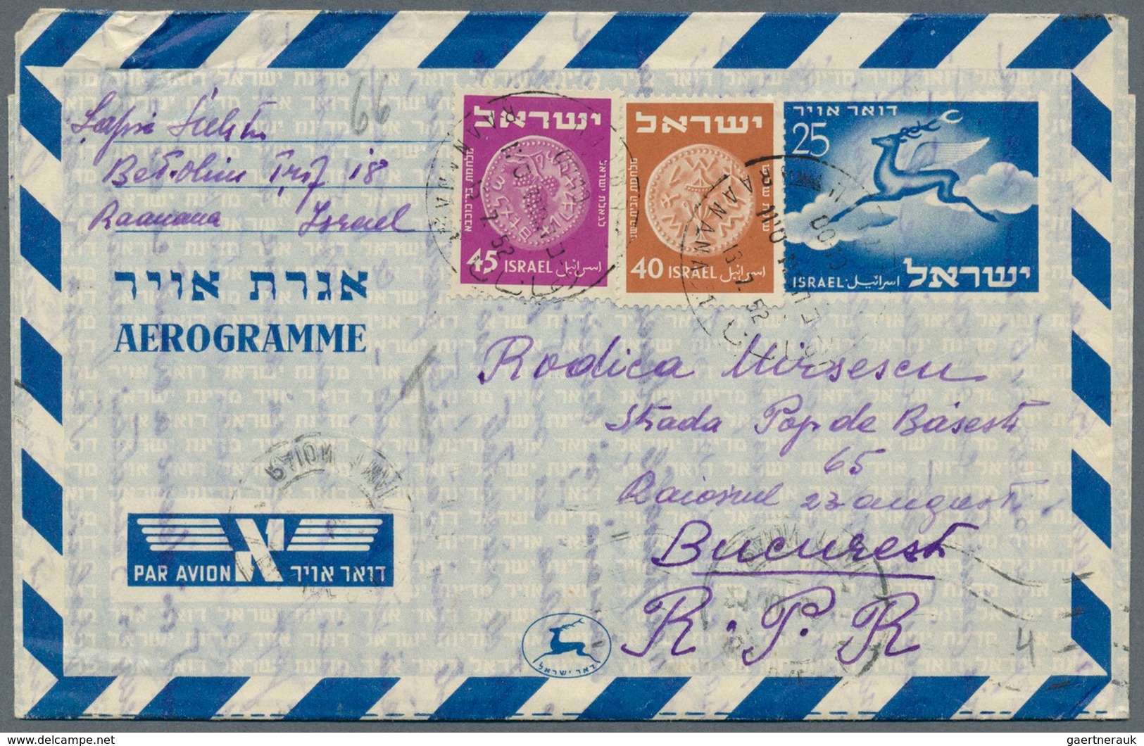 22860 Israel: 1951/1990 (ca.), AEROGRAMMES: accumulation with about 650 commercially used aerogrammes with