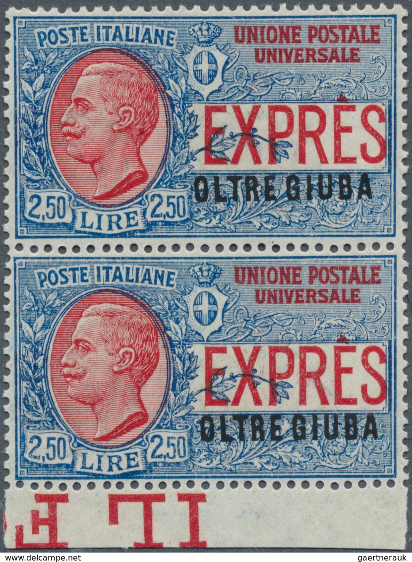 22869 Italienisch-Djubaland: 1926, Victor Emanuel III. EXPRESS Stamp 2.50 Lire With Black Opt. 'OLTRE GIUB - Oltre Giuba