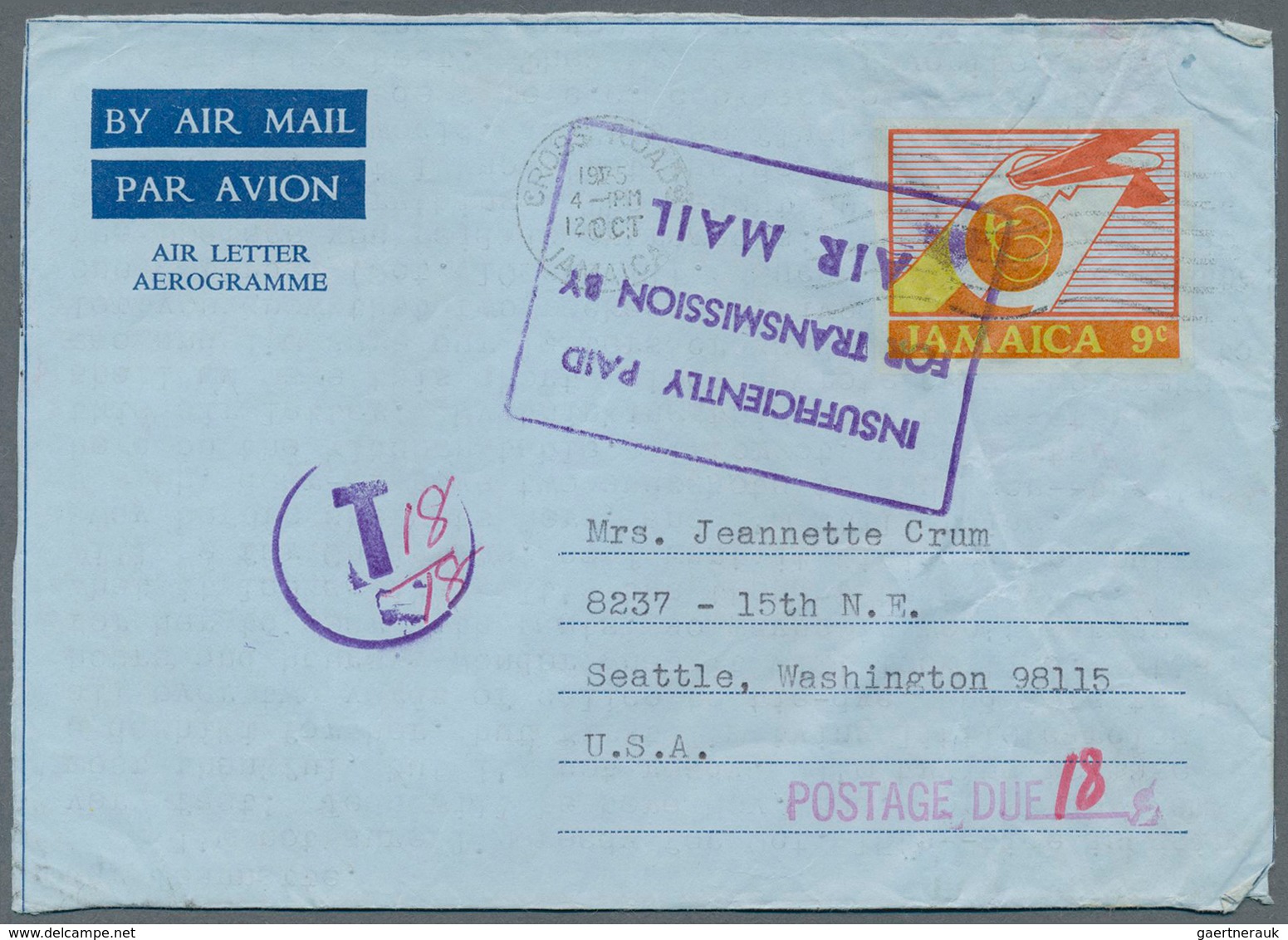 22886 Jamaica: 1947/1983 (ca.), AEROGRAMMES: accumulation with approx. 1.000 unused and used/CTO airletter