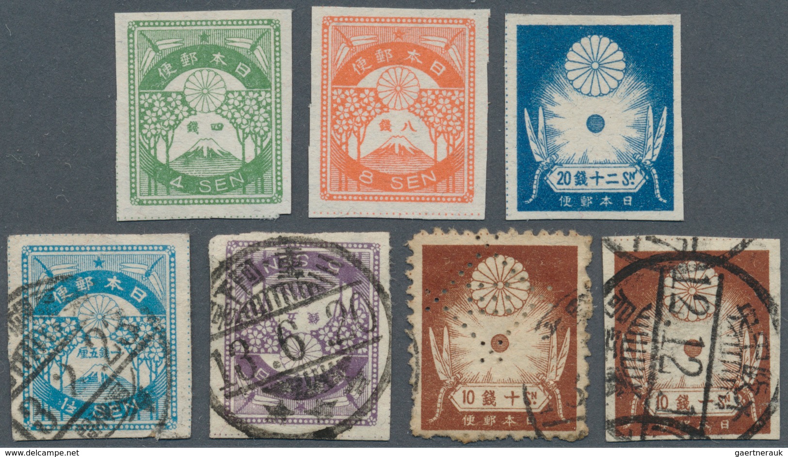 22915 Japan: 1923, Used Earthquake Accumulation On Stockpages, Also 4 S., 8 S. 20 S. Mint, Inc. 8 Covers/ - Autres & Non Classés