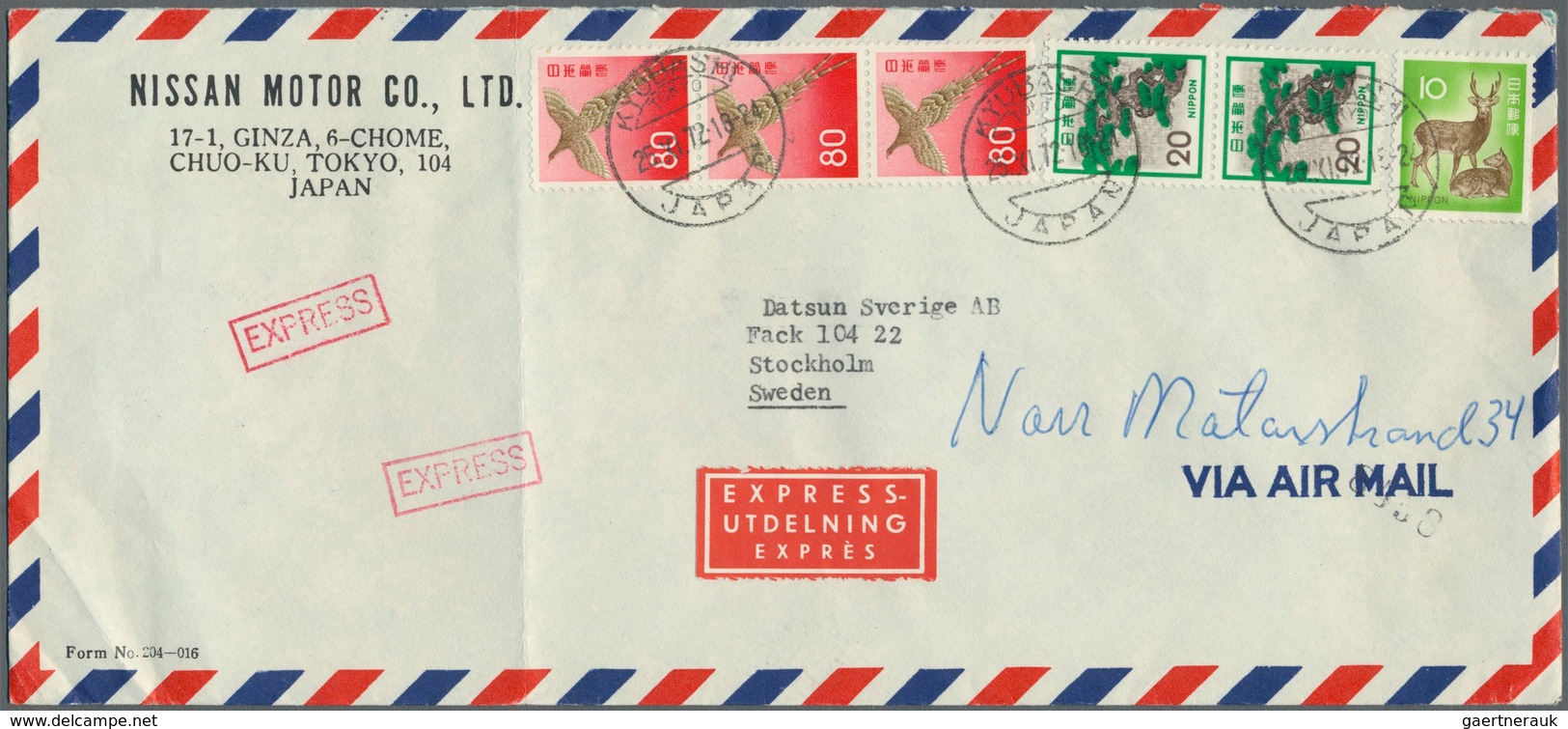 22921 Japan: 1950/90 (ca.), about 200 covers/used ppc/few used stationery, all gone to abroad, inc. regist