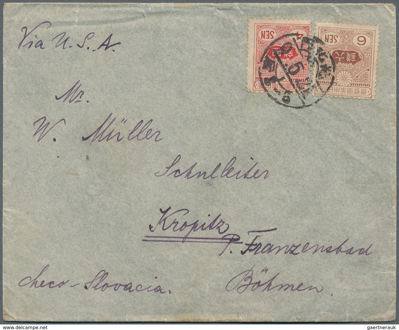 22926 Japanische Post In Korea: 1919/38, Covers (5) And Uprated Stationery (1) All Used To Foreign, German - Franchise Militaire