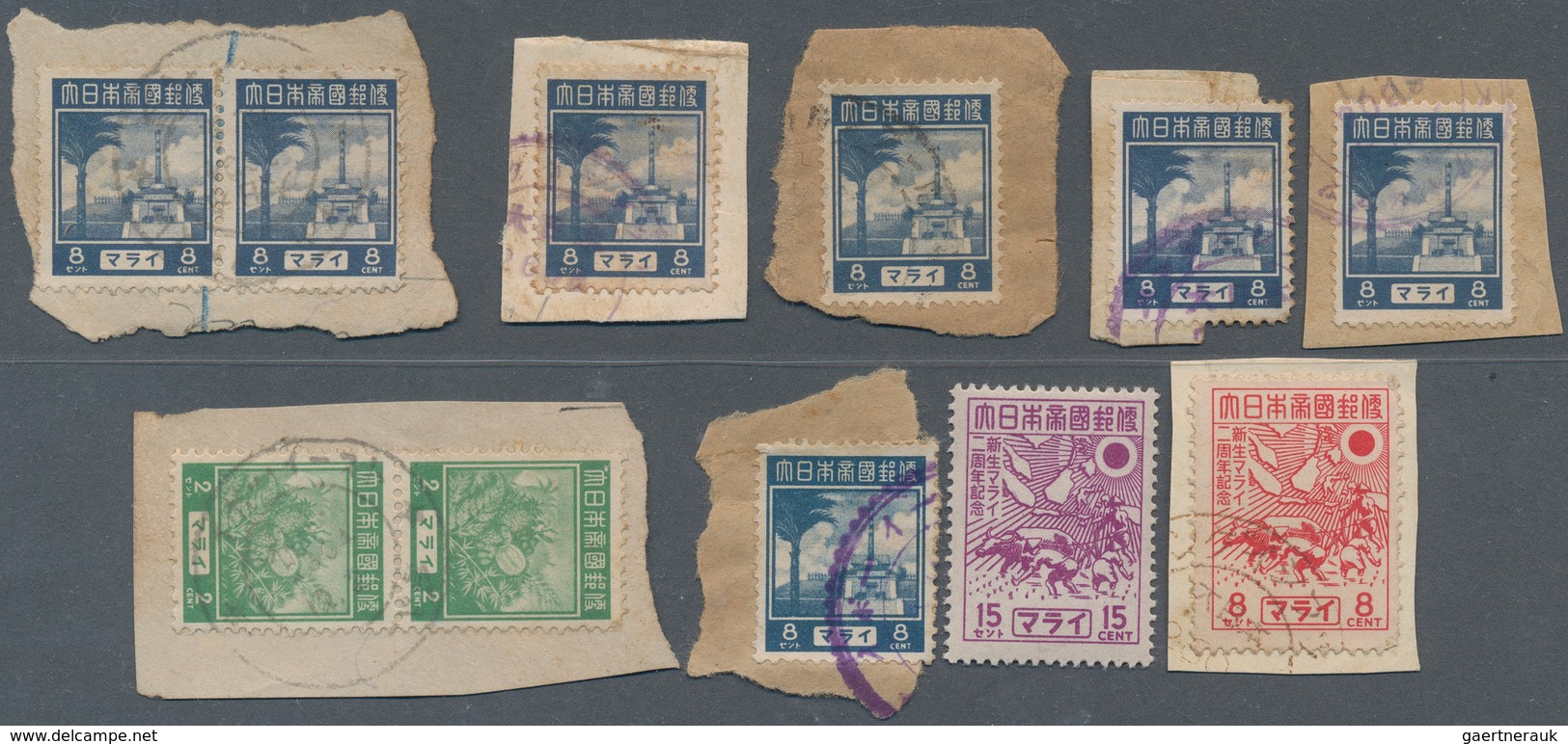 22940 Japanische Besetzung  WK II - Malaya: Japanese Stamps Used In Malaya, 1942/45: 30 Copies Inc. On Pie - Malaysia (1964-...)