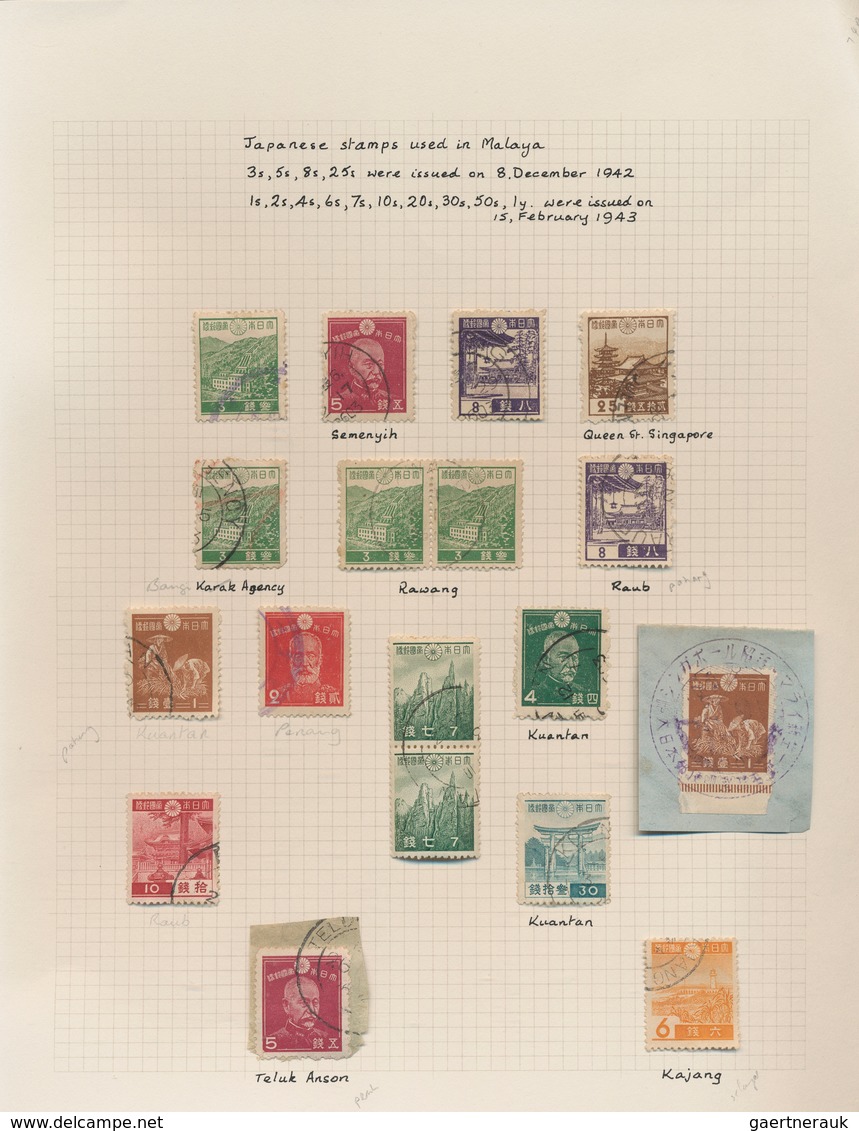 22940 Japanische Besetzung  WK II - Malaya: Japanese Stamps Used In Malaya, 1942/45: 30 Copies Inc. On Pie - Malaysia (1964-...)