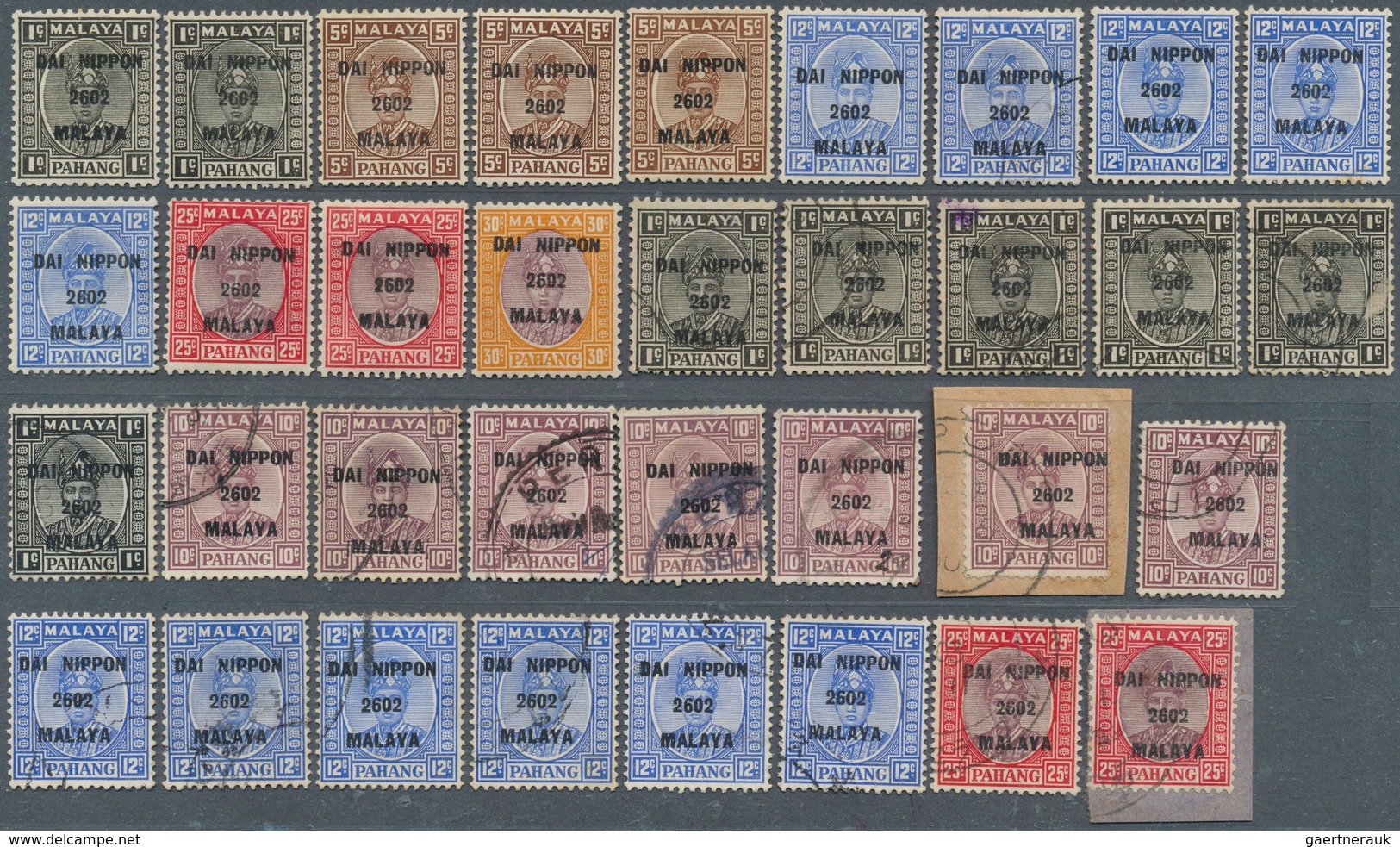 22943 Japanische Besetzung  WK II - Malaya: General Issues, Pahang, 1942, Ovpts. T16 Resp. T2 Mint And Use - Malaysia (1964-...)