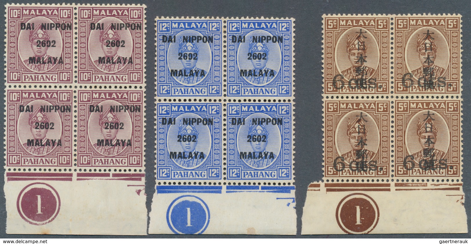 22943 Japanische Besetzung  WK II - Malaya: General Issues, Pahang, 1942, Ovpts. T16 Resp. T2 Mint And Use - Malaysia (1964-...)