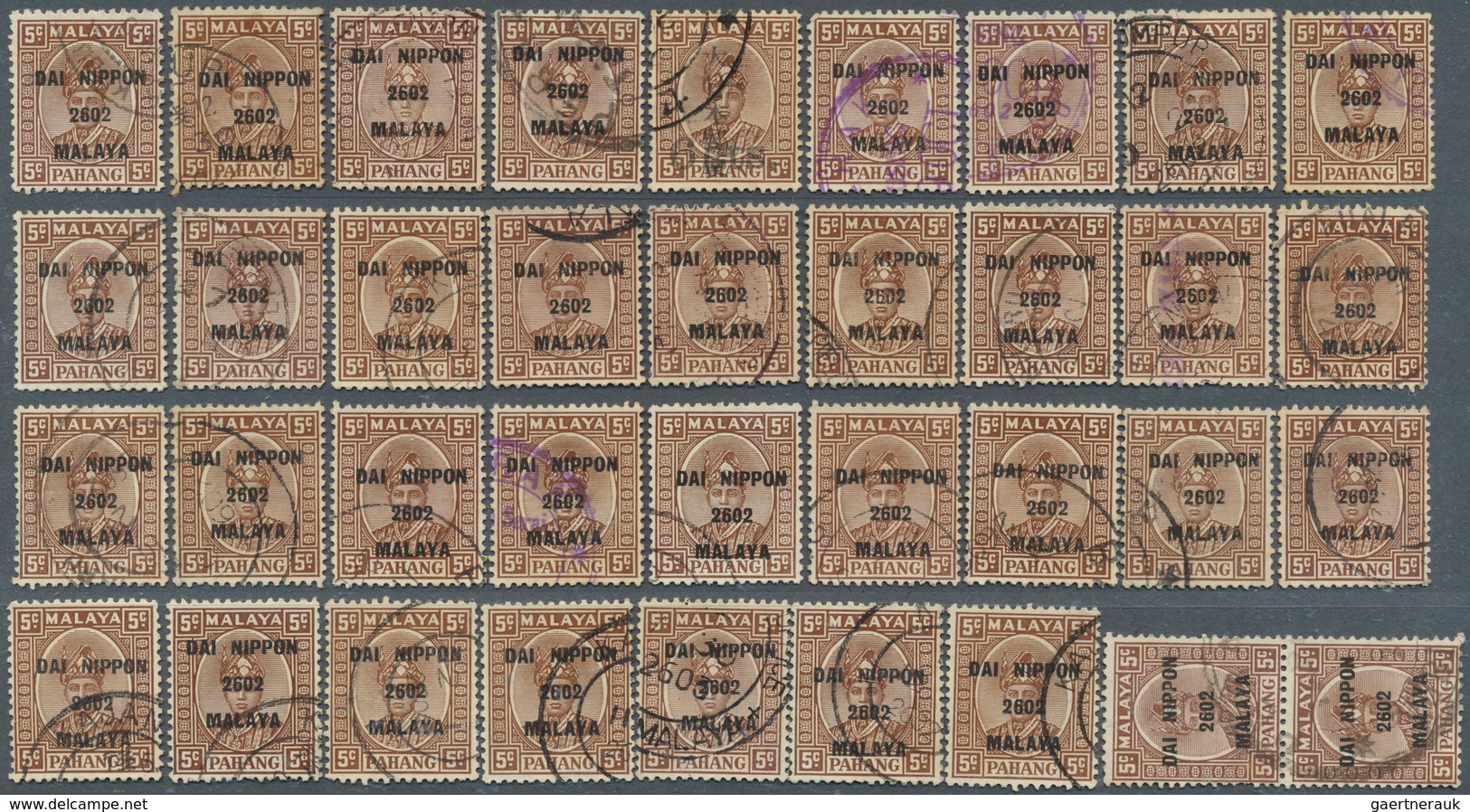 22943 Japanische Besetzung  WK II - Malaya: General Issues, Pahang, 1942, Ovpts. T16 Resp. T2 Mint And Use - Malaysia (1964-...)