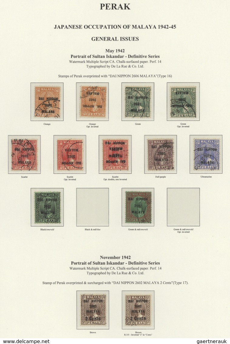 22944 Japanische Besetzung  WK II - Malaya: General Issues, Perak, 1942, Ovpts. T16 - T18 -T17 - T2 Mint A - Malaysia (1964-...)