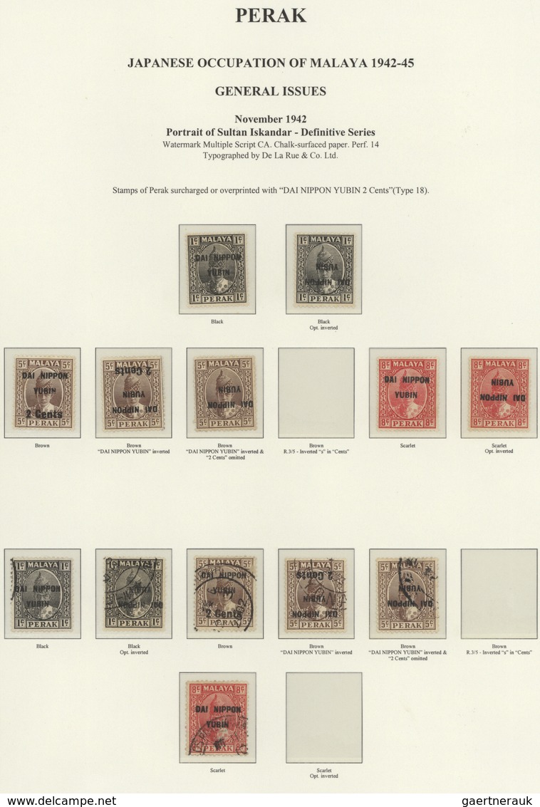 22944 Japanische Besetzung  WK II - Malaya: General Issues, Perak, 1942, Ovpts. T16 - T18 -T17 - T2 Mint A - Malaysia (1964-...)