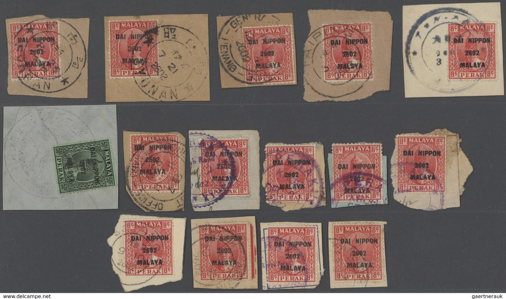 22945 Japanische Besetzung  WK II - Malaya: General Issues, Perak, 1942, Ovpts. T16 Mint And Used Inc. J24 - Malaysia (1964-...)