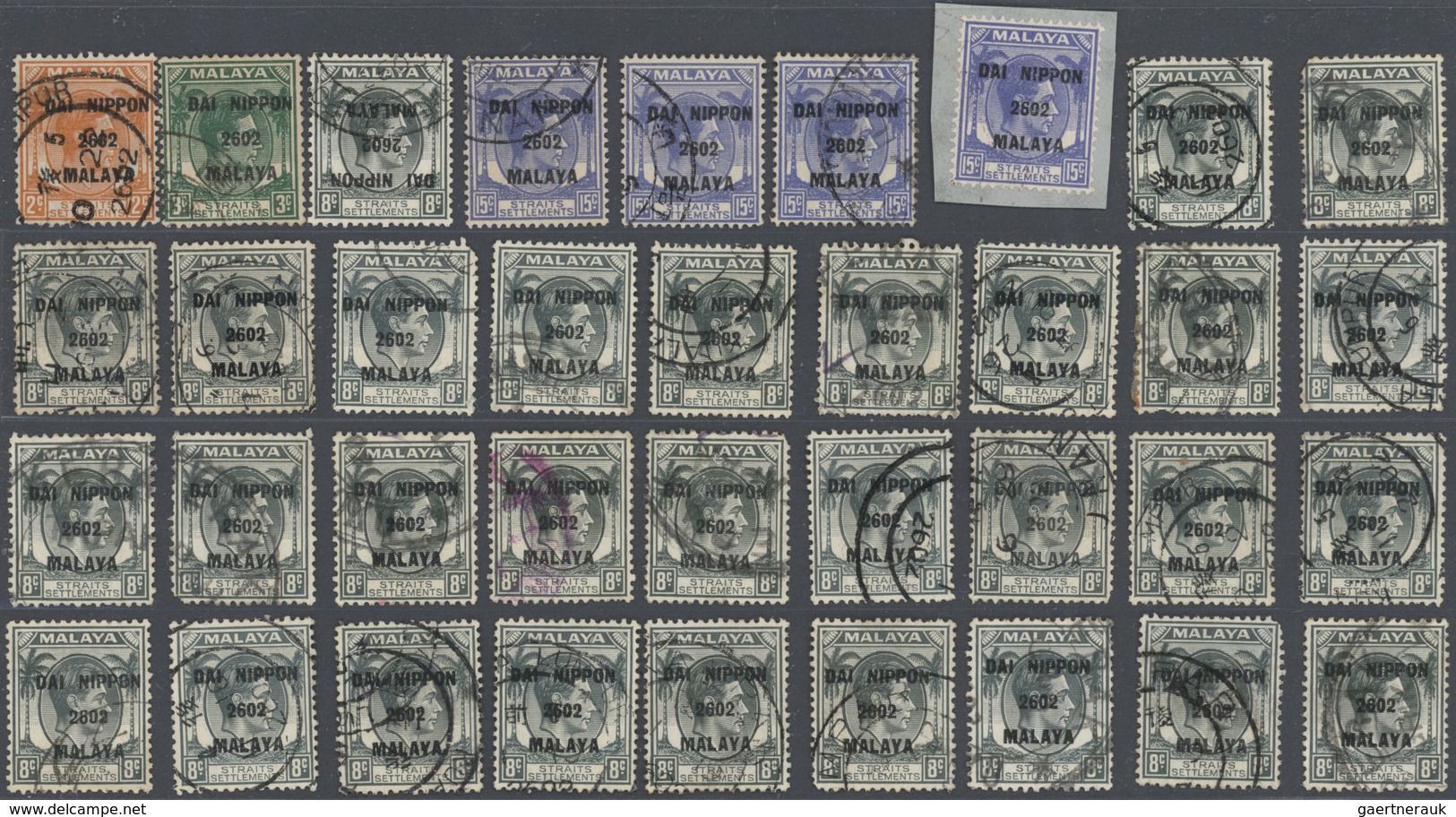 22946 Japanische Besetzung  WK II - Malaya: General Issues, Straits Settlements, 1942, Ovpts. T16 Resp. T2 - Malaysia (1964-...)