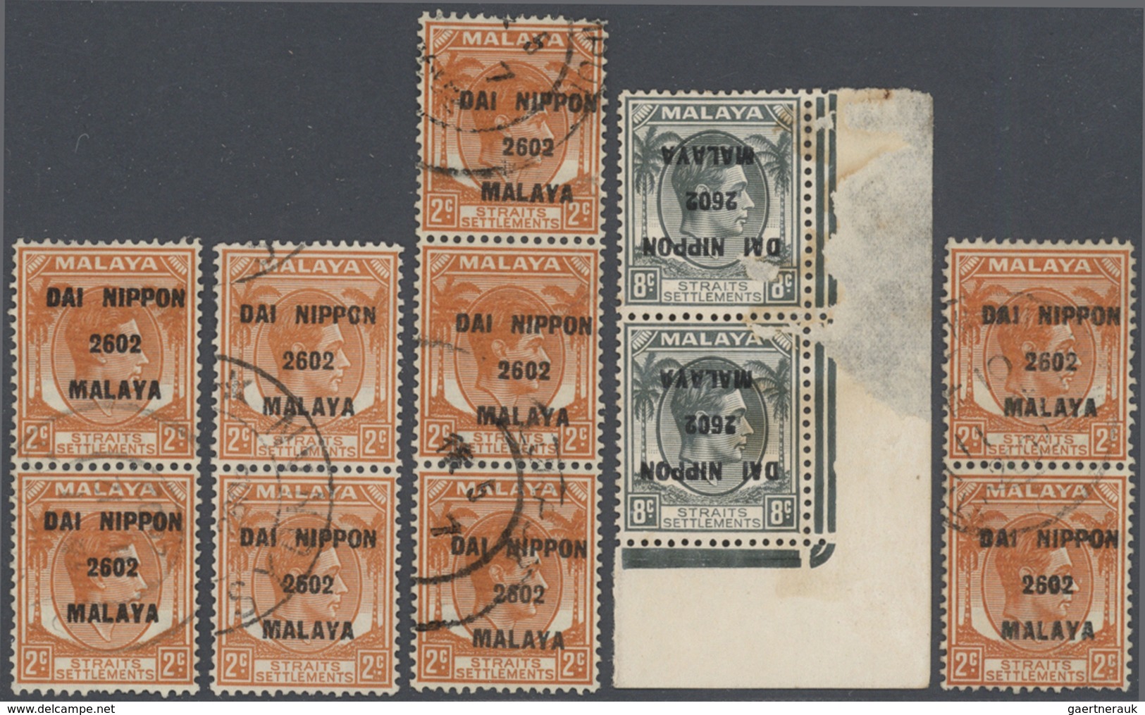 22946 Japanische Besetzung  WK II - Malaya: General Issues, Straits Settlements, 1942, Ovpts. T16 Resp. T2 - Malaysia (1964-...)