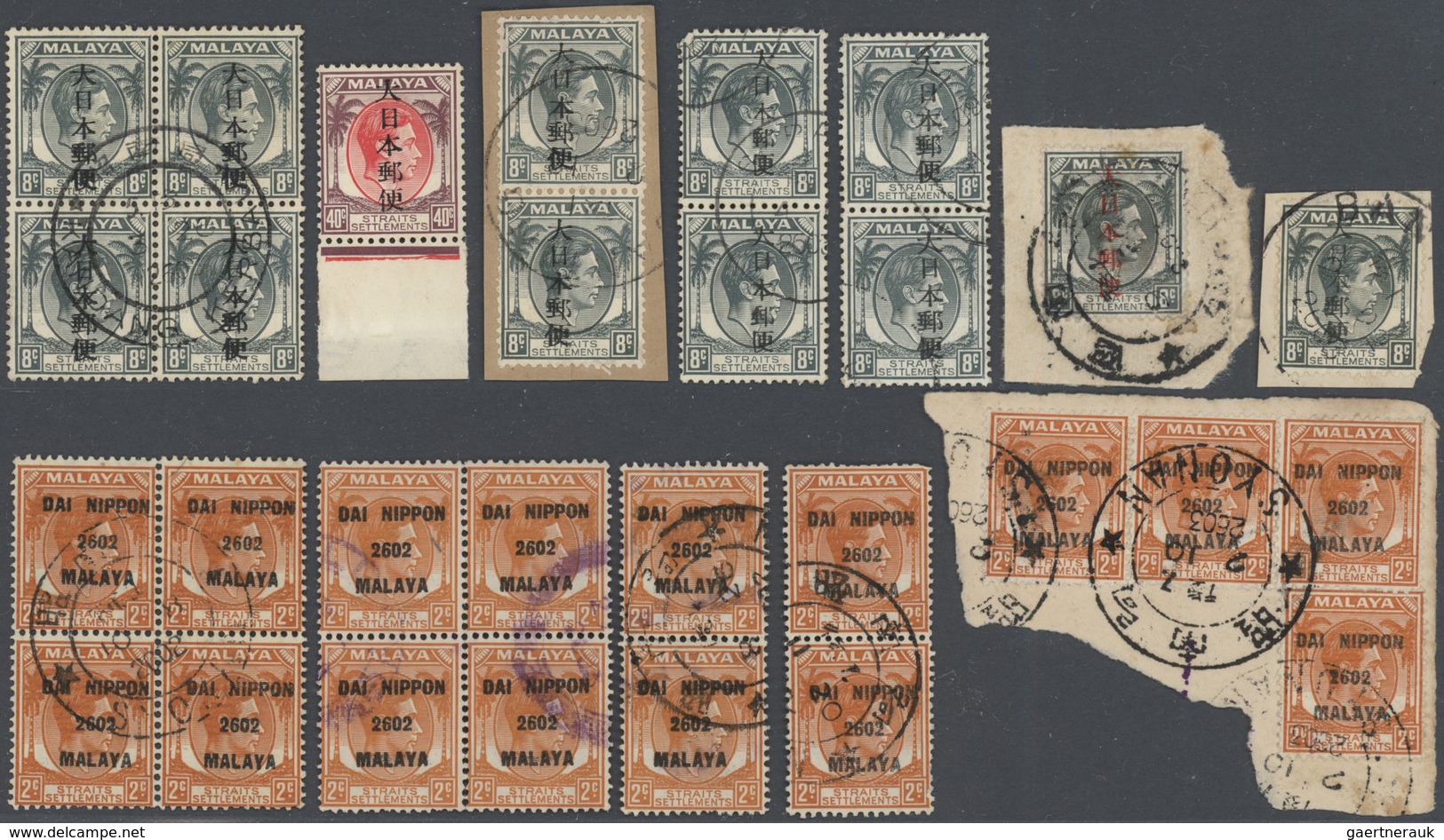 22946 Japanische Besetzung  WK II - Malaya: General Issues, Straits Settlements, 1942, Ovpts. T16 Resp. T2 - Malaysia (1964-...)