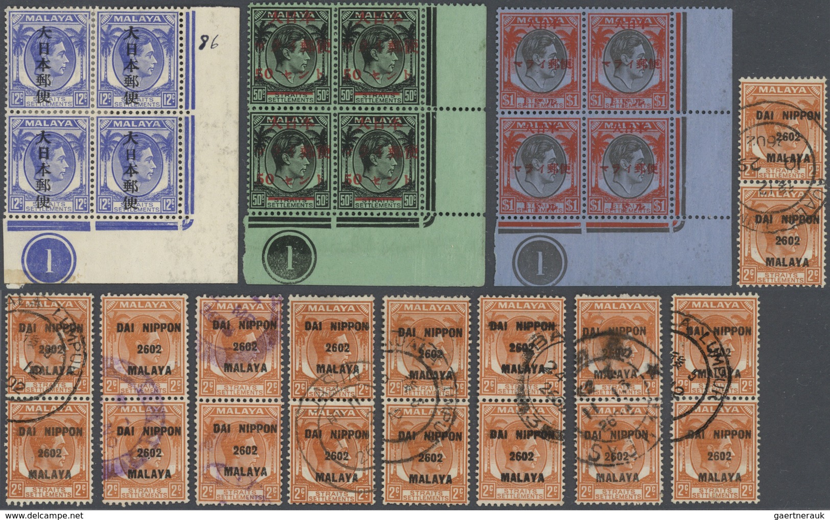 22946 Japanische Besetzung  WK II - Malaya: General Issues, Straits Settlements, 1942, Ovpts. T16 Resp. T2 - Malaysia (1964-...)