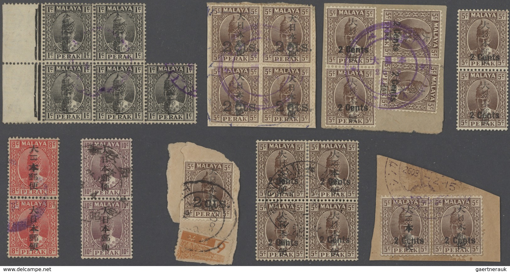 22948 Japanische Besetzung  WK II - Malaya: General Issues, Perak, 1942, Ovpts T2 Resp. T19/24 Mint And Us - Malaysia (1964-...)