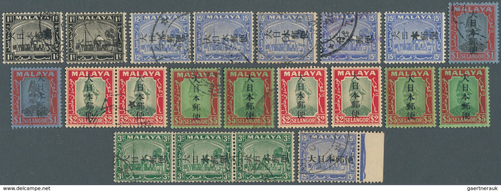 22949 Japanische Besetzung  WK II - Malaya: General Issues, Selangor, 1942, Ovpts T2 Resp. T16/24 Mint And - Malaysia (1964-...)
