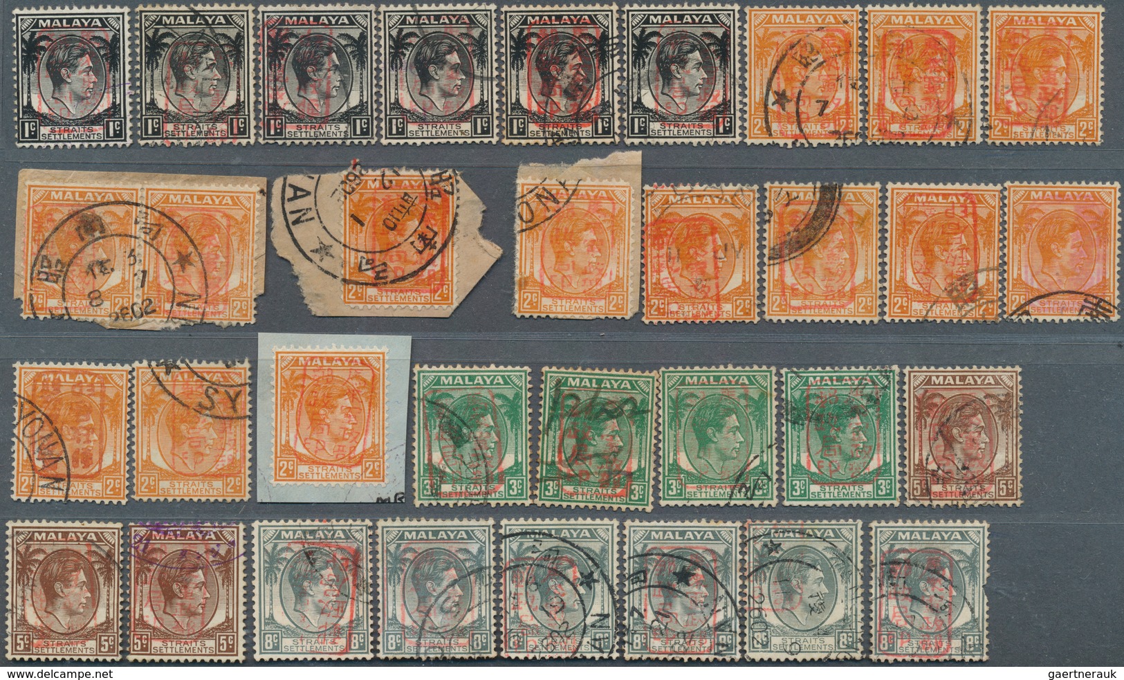 22951 Japanische Besetzung  WK II - Malaya: General Issues, Straits Settlements, 1942, Small Red Seal 1 C. - Malaysia (1964-...)