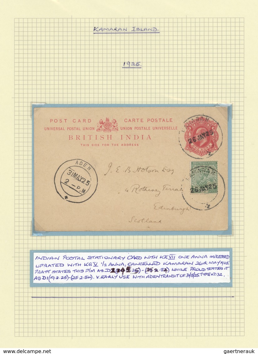 22987 Jemen: 1925-70, "KAMARAN & PERIM ISLANDS" : "THE ISLAND OF TWO MOONS" Collection Bearing British Ind - Yémen