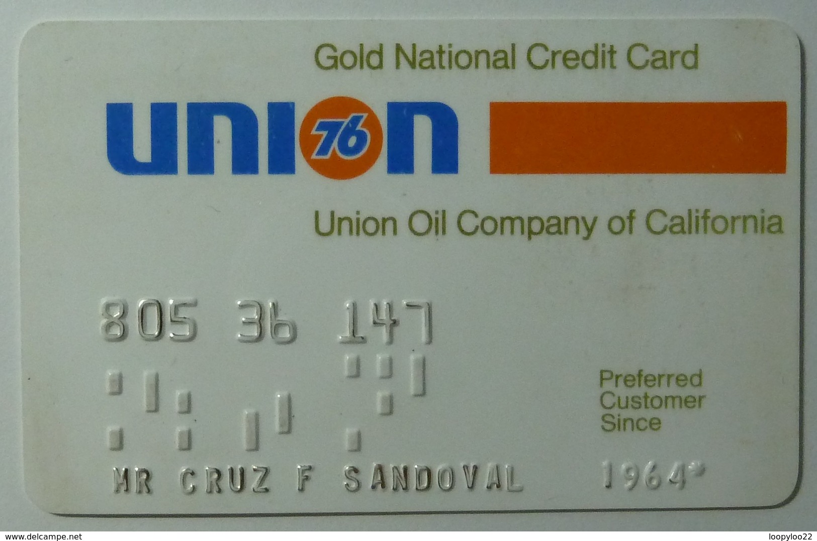 USA - Oil Credit Card - Union Oil Company Of California - Gold National Credit Card - Exp 1964 - Used - Geldkarten (Ablauf Min. 10 Jahre)