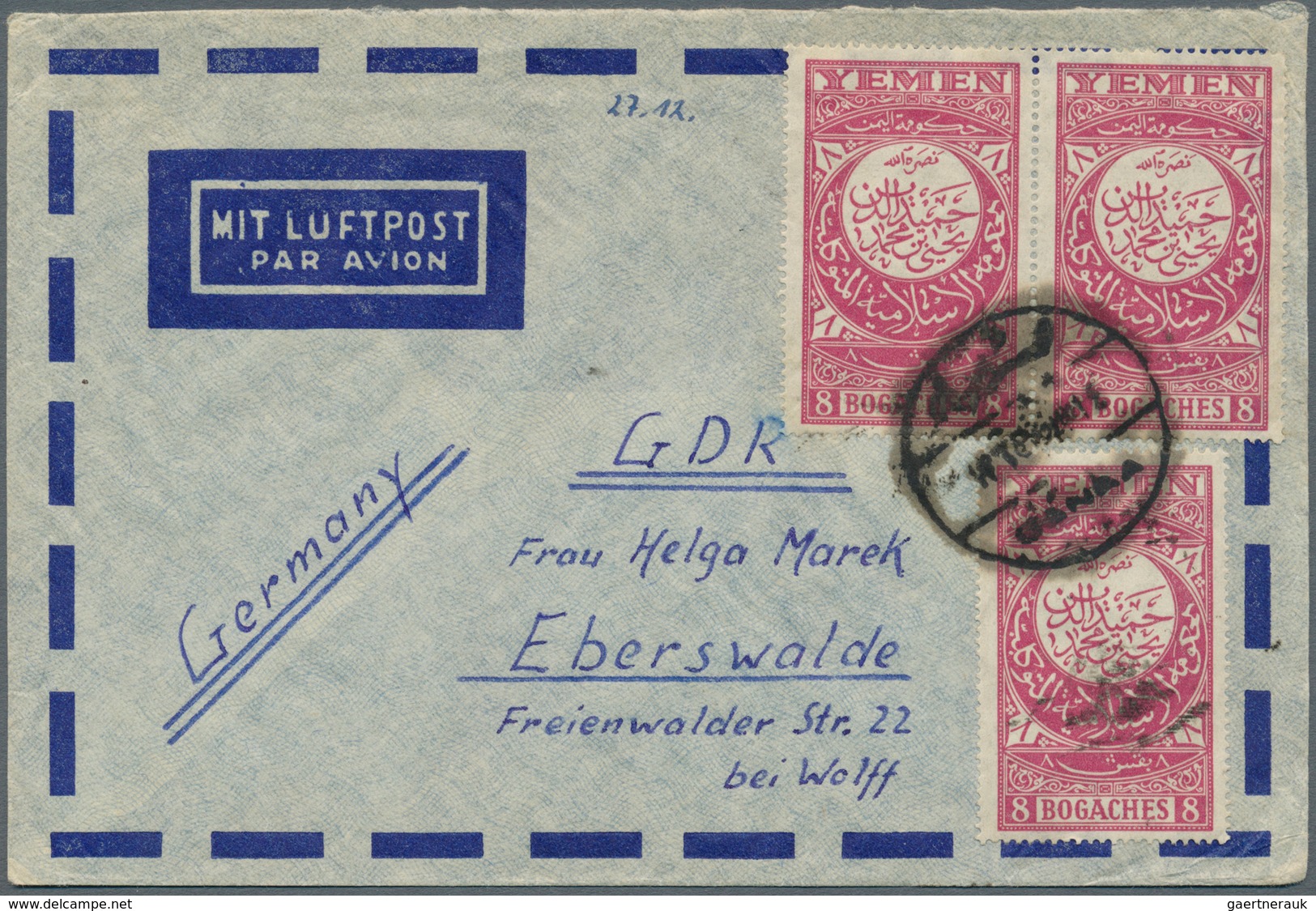 22998 Jemen: 1935/80 (ca.), Lot Of 51 Comercial Covers, Many Airmails, Some Interesting Cancellations, Mos - Yémen