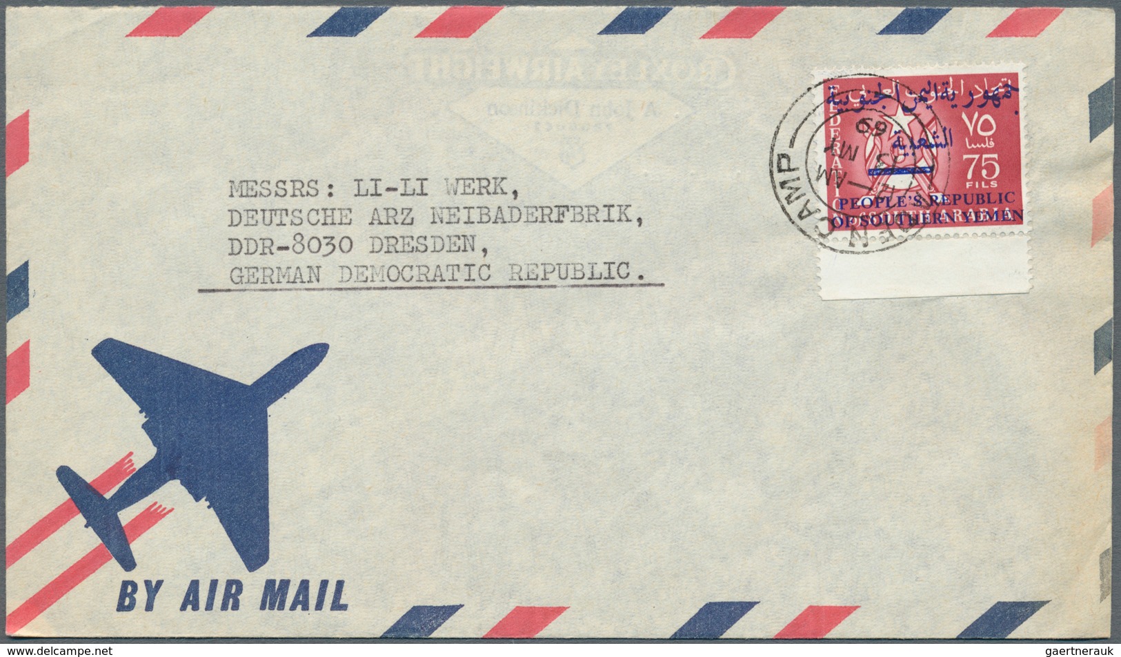 22998 Jemen: 1935/80 (ca.), Lot of 51 comercial covers, many airmails, some interesting cancellations, mos