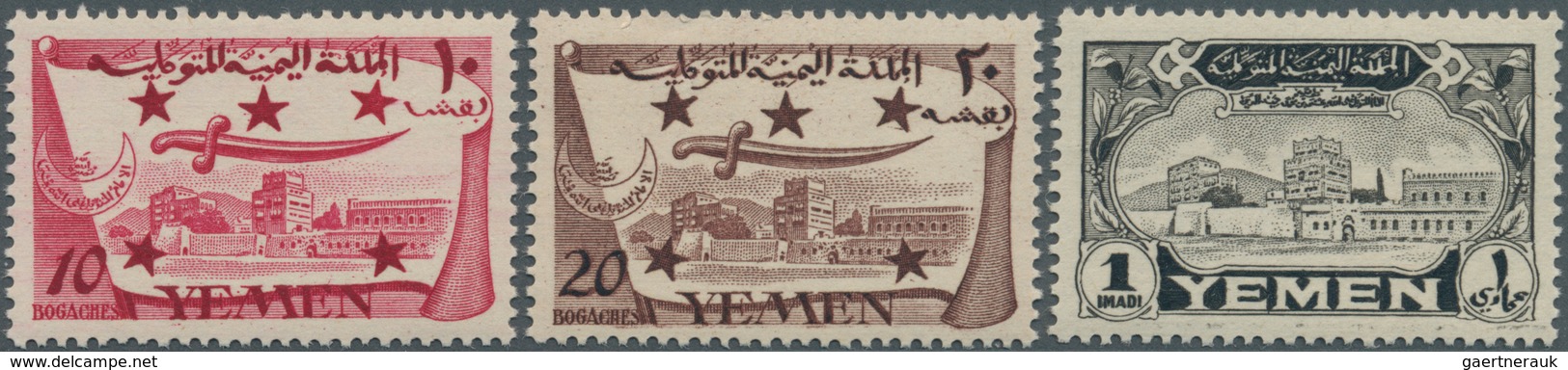 23009 Jemen: 1947, Country Impressions The Three NOT OFFICIALLY ISSUED Stamps In Larger Quantities Mostly - Yémen