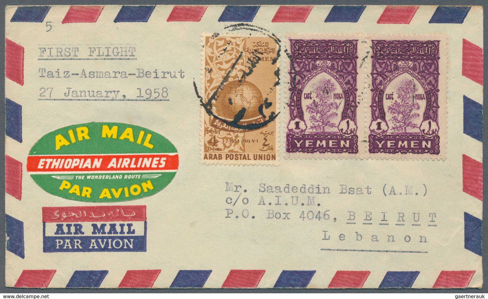 23026 Jemen: 1950s, Group Of 21 Commercial Covers, Incl. Registered And Airmail, Nice Range Of Postmarks ( - Yémen